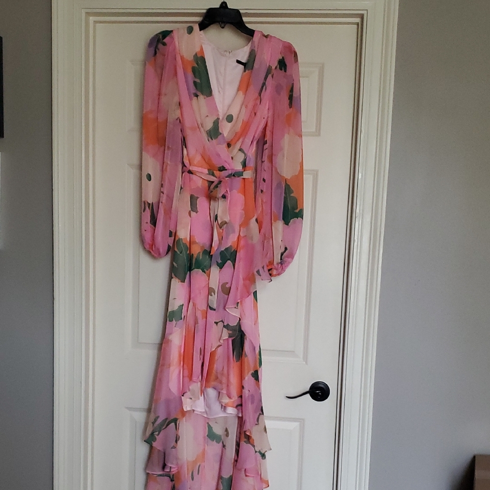 New Alex Marie Floral Wrap High Low Dress